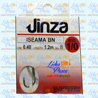 CARTERA ANZUELO GV ISEAMA, Nº  1/0 -40 D-SEDAL 0,40mm. JINZA 10 ANZUELOS